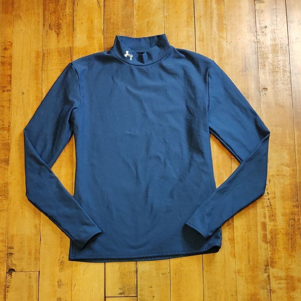 Under Armour Long Sleeve Youth Large Cold Gear Lined Shirt Fall Sports Blue